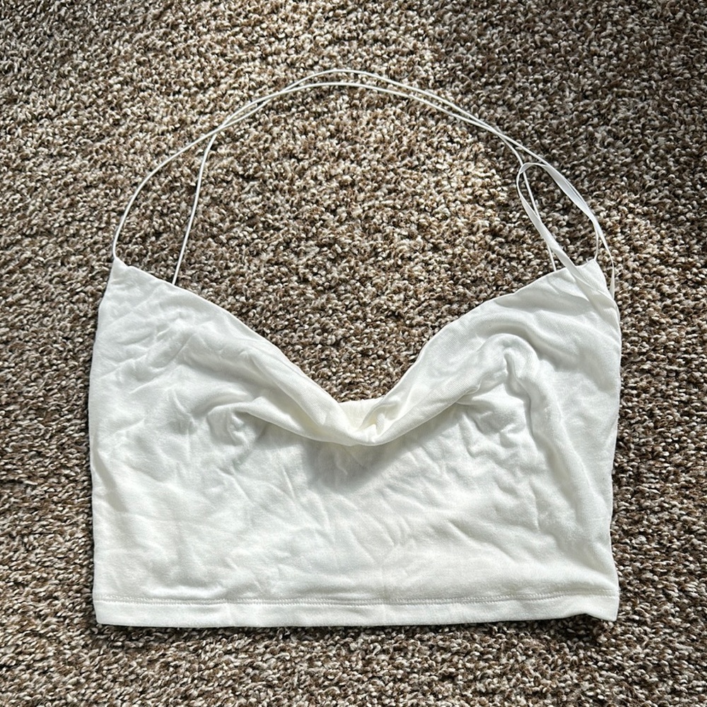 White cowel neck tank top